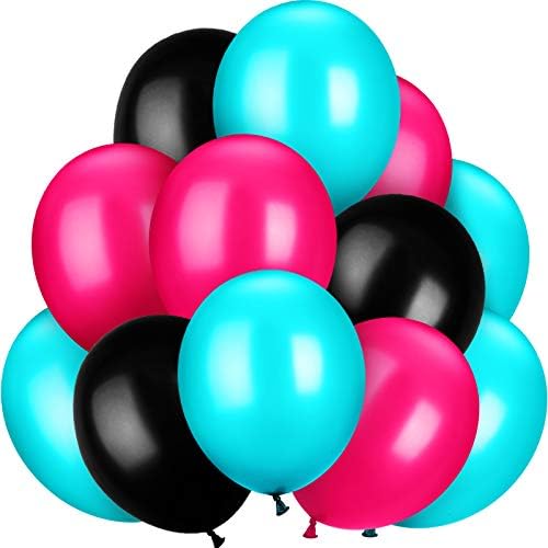 TecUnite 100 Pcs Rose Red Black Blue Latex Balloons 13 Inch Colorful Round Balloons for Wedding Birthday Festival Racing Car Poker Card Party Decoration