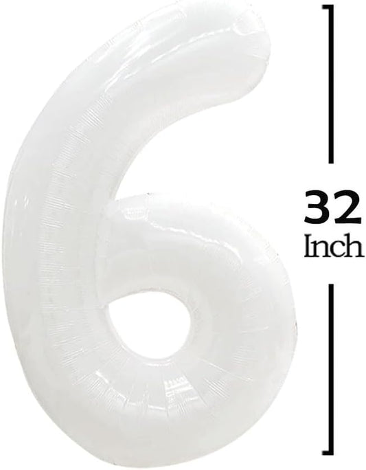 GOER 2026 Foil Number Balloons for 2026 New Year Eve Festival Party Supplies Graduation Decorations (White,32 Inch)