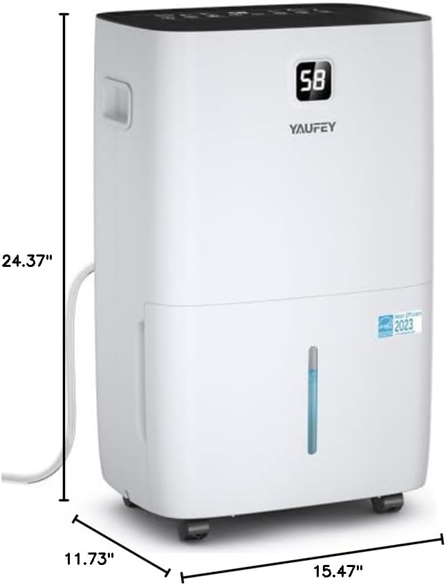 Yaufey 150 Pints Energy Star Dehumidifier for Home, Basement and Large Room up to 7000 Sq. Ft., with Drain Hose, Timer, Intelligent Humidity Control and Large Water Tank