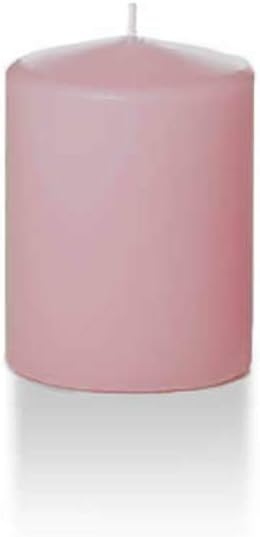 yummi 2.25" x 3" Light Rose Slim Round Pillar Candles - 4 per Pack
