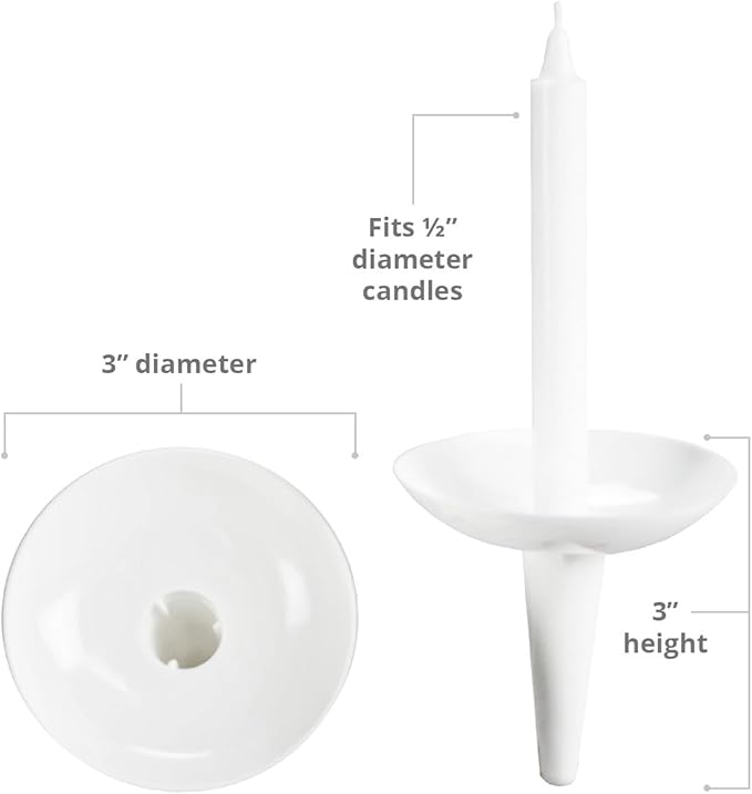 Concordia Supply Plastic Holder Candle Drip Protectors - 4.25" x 1/2" Candles w/Easy to Hold White Plastic Candle Holders - Ideal for Candle Light, Memorial, & Congregational Services - Set of 250