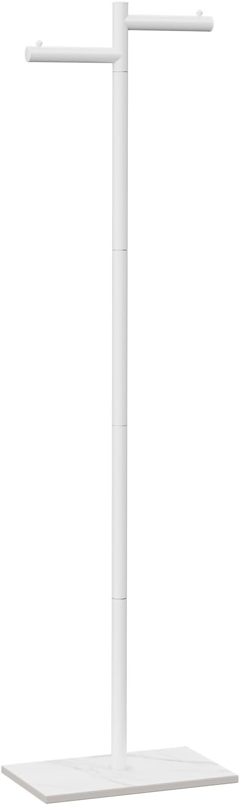 Garment Rack, Freestanding Metal Coat Racks, Z-shaped Coat Tree with Natural Rock Base, Suitable For Outerwear, Clothes, Handbags, 175cm, White