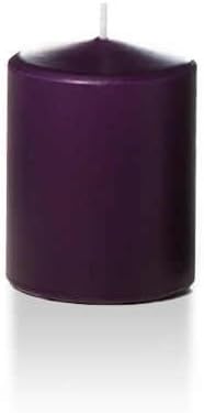yummi 2.25" x 3" Dark Purple Slim Round Pillar Candles - 4 per Pack