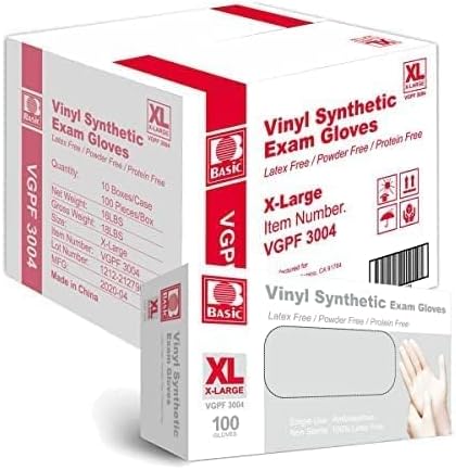 Disposable Vinyl Gloves Powder Free, Latex Free, 4 Mil 100 Per Box | 1000 Per Case