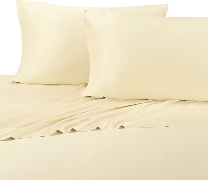 Royal Hotel Bedding Silky Soft, Viscose from Bamboo, and Cotton Blend Sheet Set, 100% Luxury Blend, 60% Viscose Made from Bamboo and 40% Cotton Bed Sheets, Split-King Size, Ivory