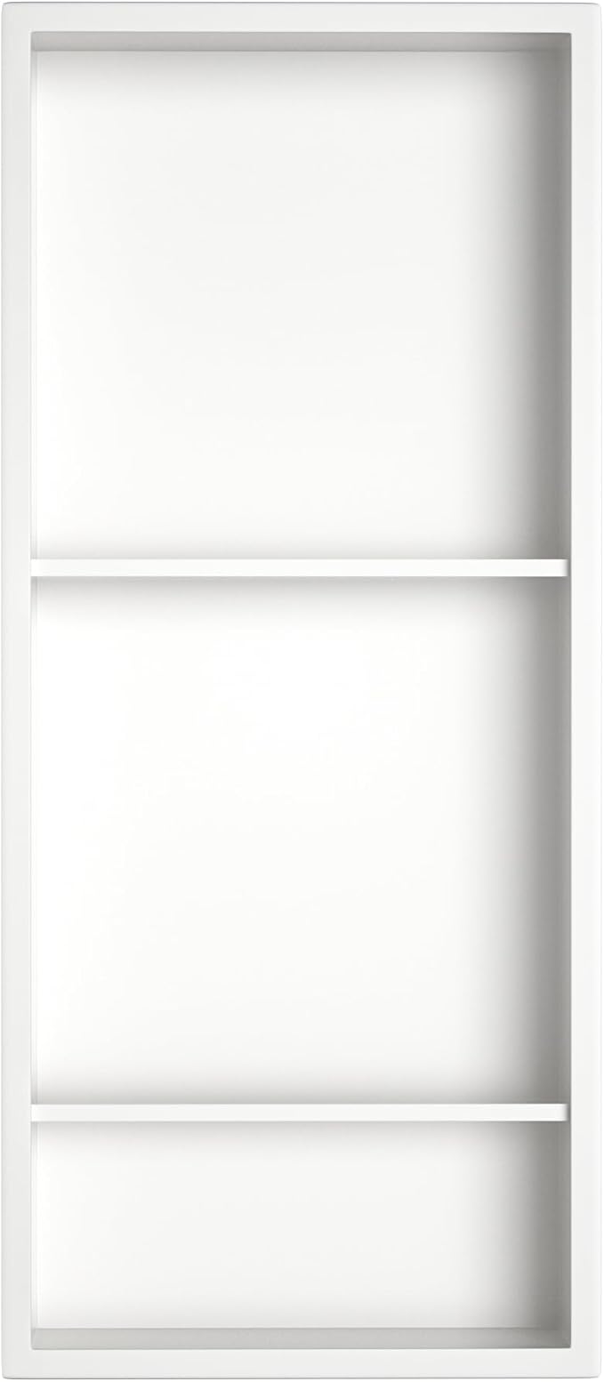 Stainless Steel Shower Niche 30" X 12" White with 3-Tiers Shelves No Tile Needed Niche Shower for Bathroom Storage Recessed Shower Shelves Over Mount Installation