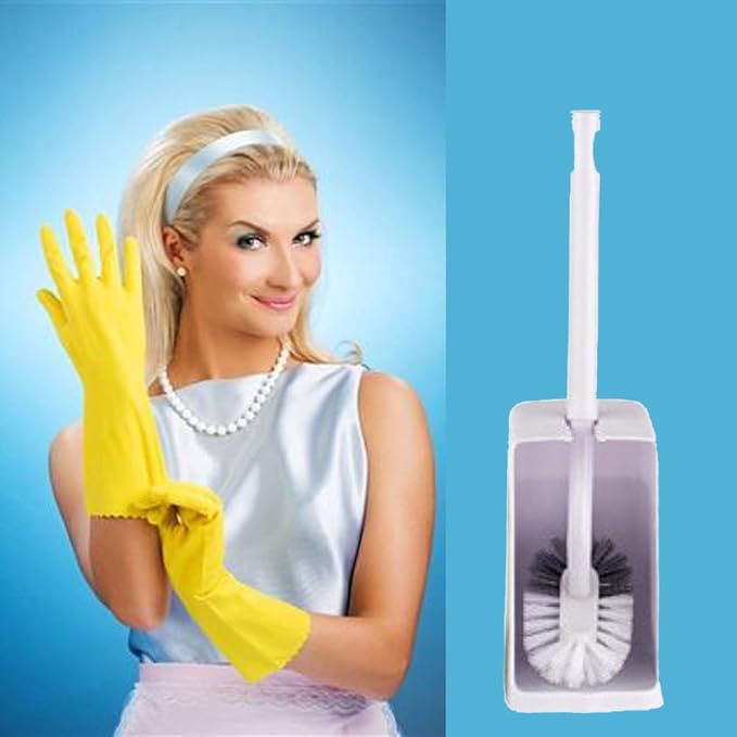 Marbarsse Bathroom Toilet Bowl Brush and Holder, Curved Design Toilet Brush for Deep Cleaning Under Rim, Best Toilet Brush Set, Easy Handy CompactToilet BowlCleaner Brush for Bathroom, 1 Pack