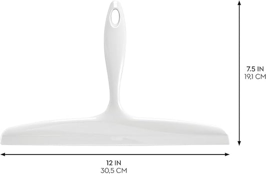 iDesign Bathroom Plastic Shower Squeegee with Wall Hook - White