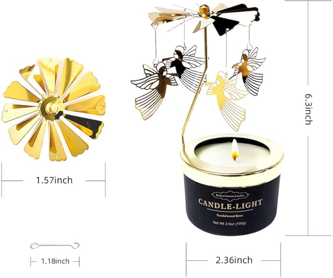 Kelly's Custom Candles Angel Rotating Scented Candle, Funny Gift for Women, Soybean Wax, 3.5 Ounce, Black, Unique Aromatherapy Candle for Relaxation and Stress Relief