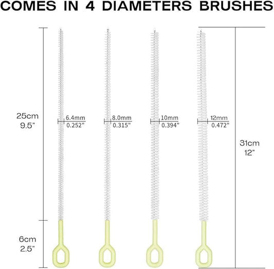 Straw Clean Brush Extra Long 12 Inch Straw Tube Brushes for Cleaning, Reusable Drinking Straw Cleaner Brush Set, Glass Pipe Cleaning Brush