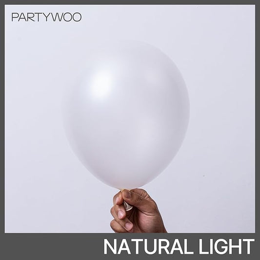 PartyWoo White Balloons, 50 pcs 12 Inch Pearl White Balloons, White Latex Balloons for Balloon Garland or Balloon Arch as Party Decorations, Birthday Decorations, Baby Shower Decorations, White-Z30