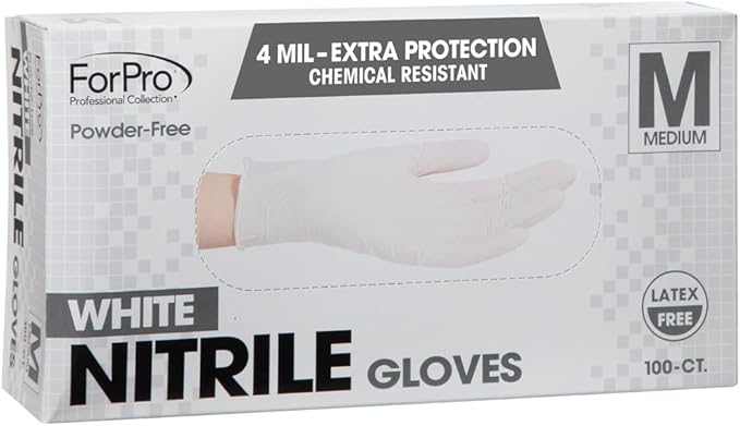 ForPro Disposable Nitrile Gloves, Chemical Resistant, Powder-Free, Latex-Free, Non-Sterile, Food Safe, 4 Mil, 100-Count
