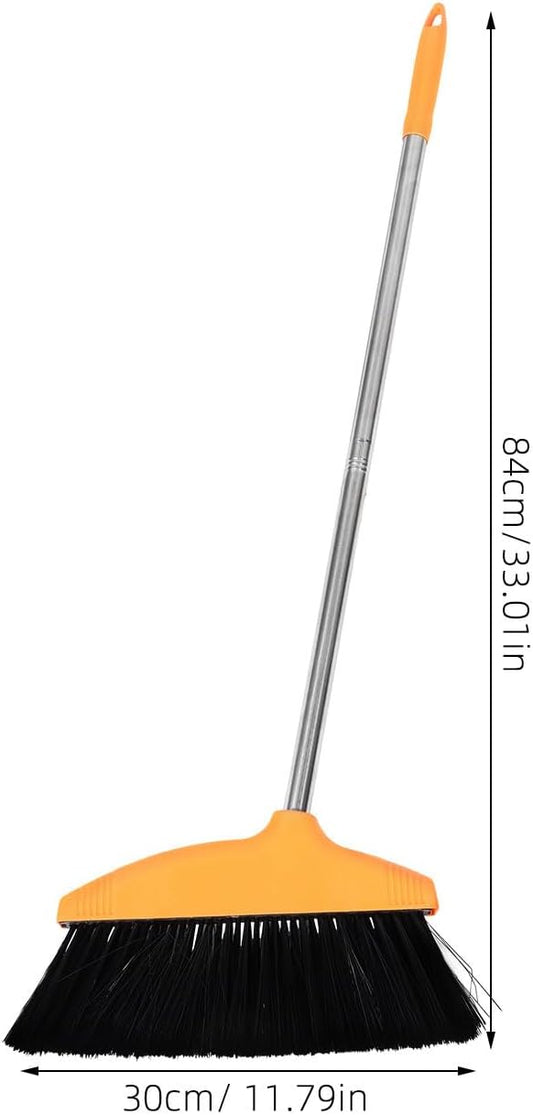 Gatuida Soft Bristle Angle Broom with Dustpan Set Long Handle Floor Broom for Pet Hair and Garage Cleaning for Indoor Kitchen and Outdoor Use Orange