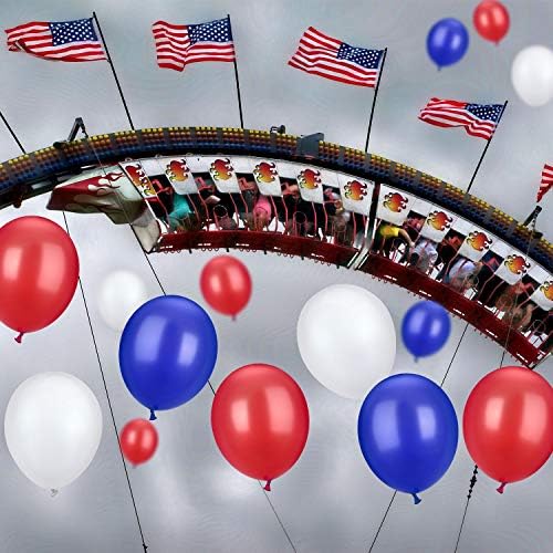 TecUnite 100 Pcs Red White Blue Latex Balloons 13 Inch Colorful Round Balloons for 4th of July Decorations Independence Day Patriotic Wedding Birthday Party Decoration
