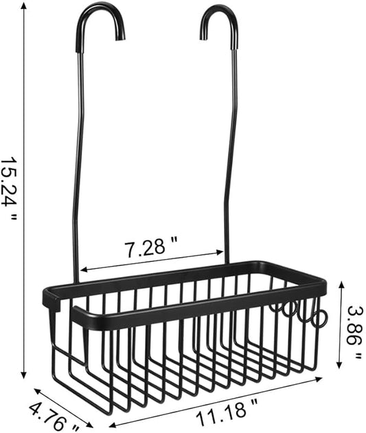 Shower Hanging Caddy, No Drill Shower Shelf, Heavy Duty Aluminum Organizer Basket, Bathroom Storage for Shampoo, Soap & Toiletries, Black