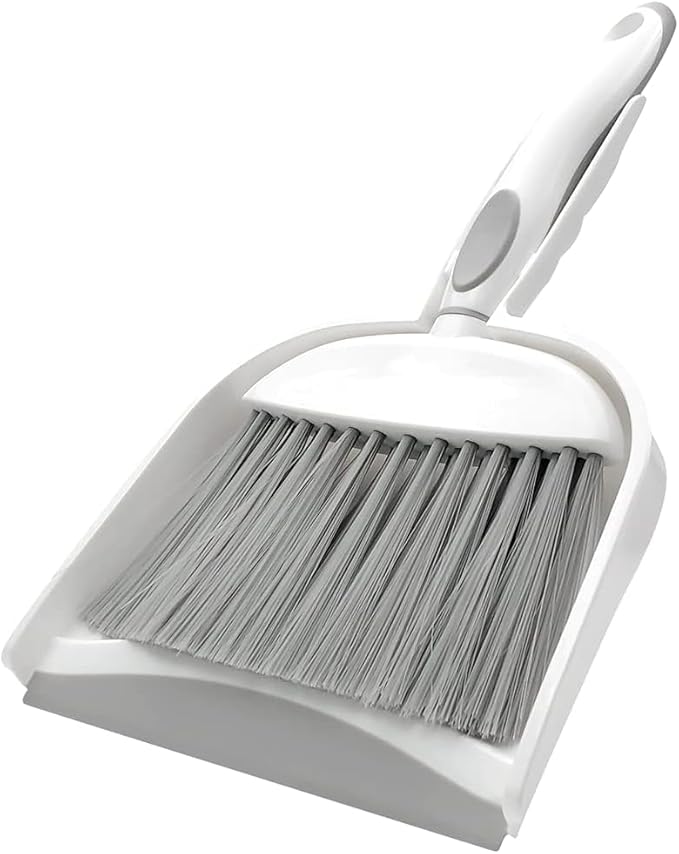 Dust pan, Mini Dustpan and Brush Set, Small Broom and Dustpan Set, Small Hand Broom and dust pan Set, Whisk Broom, Dust pan and Brush for Desk, Table, Home, Kitchen Necessities (Gray)