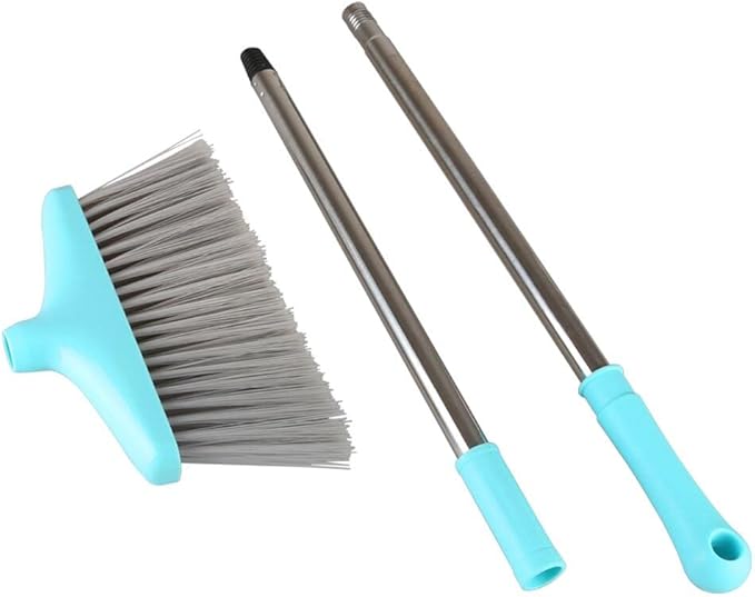 FGY Broom and Dustpan Set Stand Up Broom and Dust Pan Combo for Dog Cat Pets Home Use (Blue)