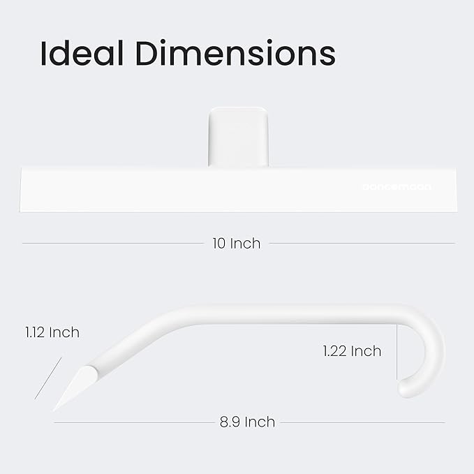 JustHang Shower Squeegee for Glass Doors, All-One-Piece Silicone with Built-in Hook Design for Easy Hanging and Cleaning, 10 Inch White