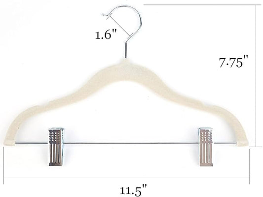 Tosnail 30 Pack Kids Velvet Hangers Children's Clothes Hangers Baby Hangers with Clips - Cream