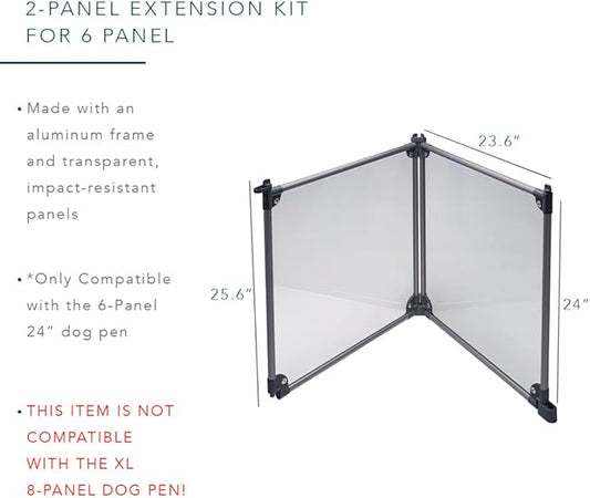 Front Row Foldable Dog Playpen – Durable and Portable Puppy Playpen for Exercise, Rest & Play – Clear Fence Panels with Aluminum Rods and Crate for Dogs and Other Small Pets (Charcoal, 2-Panel)