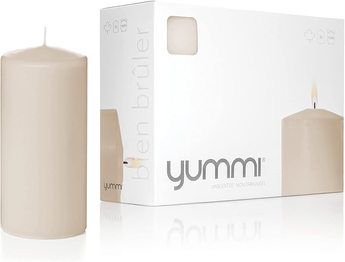 Yummi 3" x 6" Sandstone Round Pillar Candles - 3 per Pack