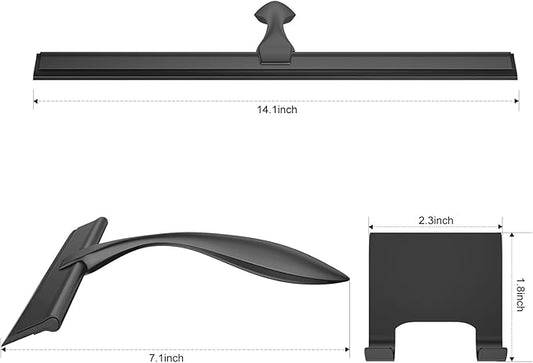 peafowl Shower Squeegee Stainless Steel Bath Squeegee for Shower Glass Doors Bathroom Windows Kitchen Mirror and Car Glass with Hooks Holder (14 inch, Black)