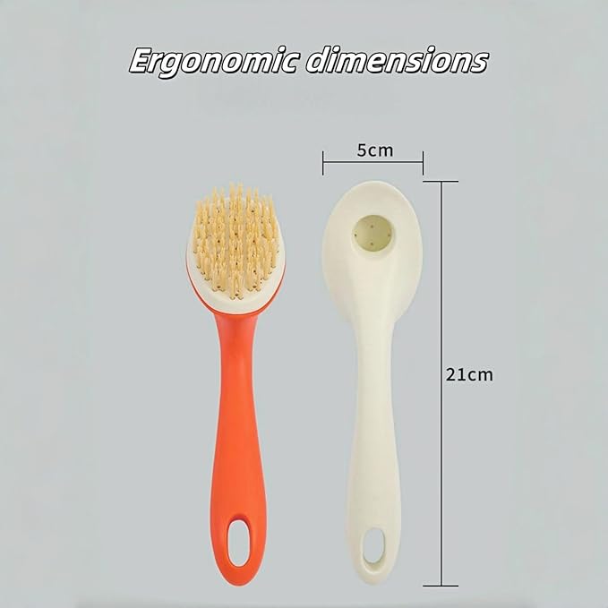Dish Brush with Handle, Dish Scrubber Brush Set with Built-in Scraper Flush Hole Design Nylon Bristles Safe for Non-Stick & Coated Cookware,Kitchen Brushes for Dishes,Pots, Pans and Sinks (Orange)