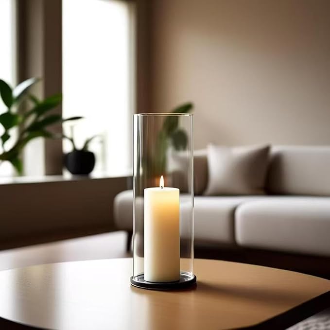 CYS EXCEL D-3" H-10 Glass Open Ended Glass Hurricane Candleholder Bottomless Candle Chimney Cover for Tealight and Small Pillar Candles, 1 Piece