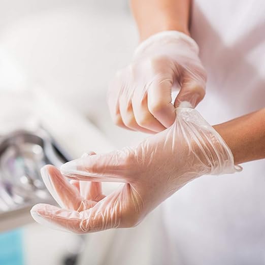 Jointown Medical Clear Vinyl Exam Gloves - Latex-Free & Powder-Free - VGPF3003 (Case of 1000,Clear), Large