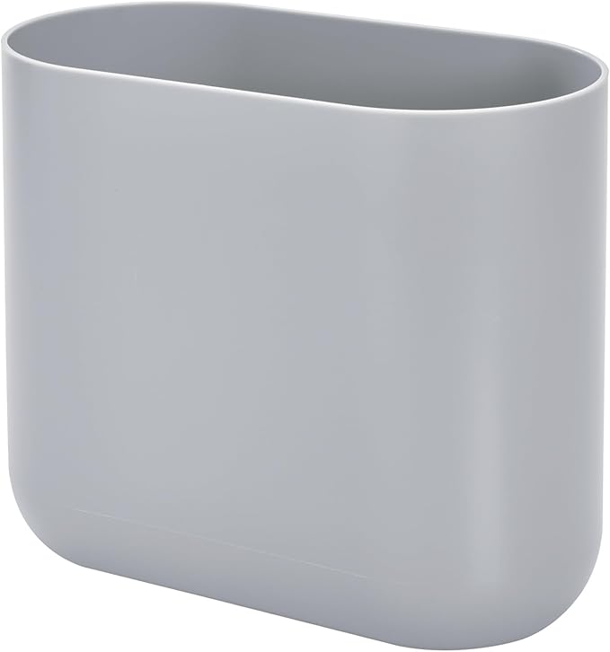 iDesign Small Oval Plastic Trash Ideal for Bathroom, Bedroom, or Office-Set of 2-Gray Waste Can