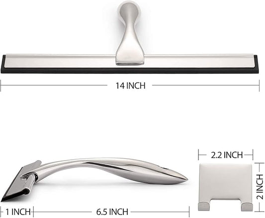 Hiware All-Purpose Shower Squeegee for Shower Doors, Bathroom, Window and Car Glass - Stainless Steel, 14 Inches