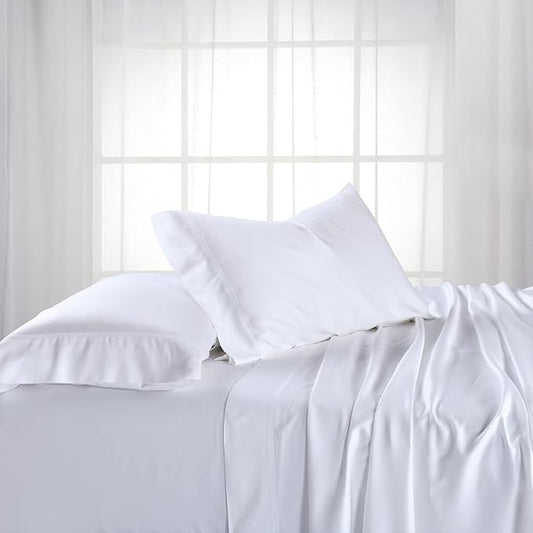 Royal Hotel Bedding ABRIPEDIC Sheets, Viscose from Bamboo, Sheet Set 600 Thread Count, Silky Soft Sheets, Viscose from Bamboo, Sheet Set, Queen, White