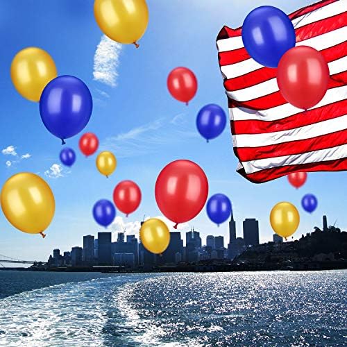 TecUnite 100 Pcs Red Blue Yellow Latex Balloons 13 Inch Colorful Round Balloons for Wedding Birthday Festival Racing Car Poker Card Party Decoration