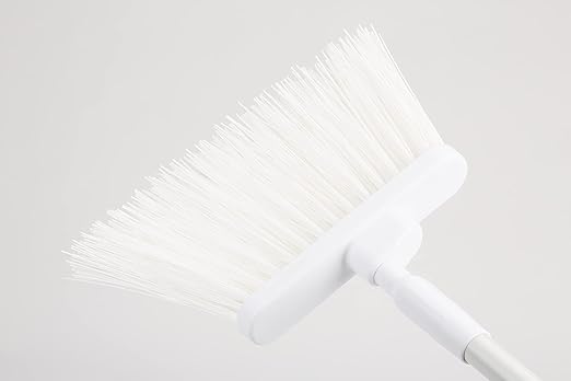 SPARTA 41083EC02 Plastic Color Coded Broom, Unflagged Bristles, Long Broom With Angled Head For Small Debris Cleaning, 56 Inches, White