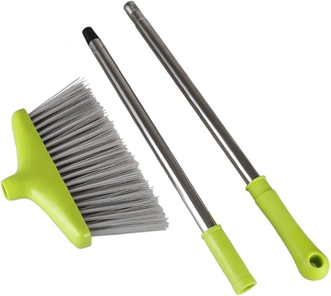 FGY Broom and Dustpan Set Stand Up Broom and Dust Pan Combo for Dog Cat Pets Home Use (Green)
