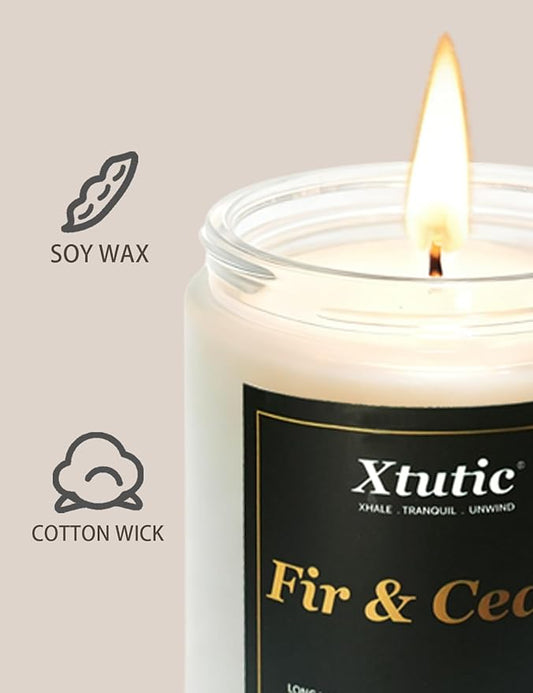 Scented Soy Candles, 7oz in White Frosted Jar - 50-Hour Burn Time, Aromatherapy Candle for Home Decor, Cozy Gifts for Any Occasion,Ideal Gifts for Women(Fir Cedar)