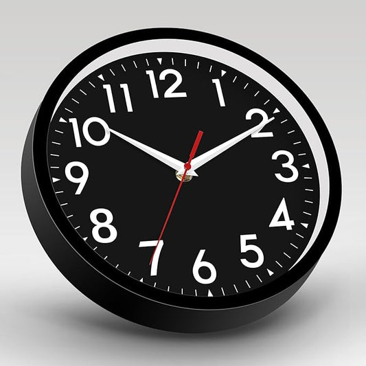 Wall Clock Small Analog 8 Inch Silent Non Ticking Battery Operated Modern Simple Decorative for Kitchen Office Bedroom Bathroom Living Room