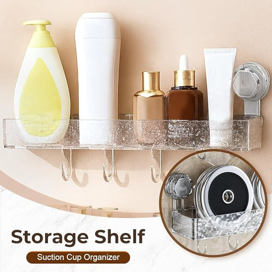 Corrugated Suction Cup Storage Holder, 2026 New Movable Shower Shelf Suction Cup,Shower Caddy Large Capacity Bathroom Organizer,No-Drill Wall-Mounted Storage Shelf (2PCS Gray)