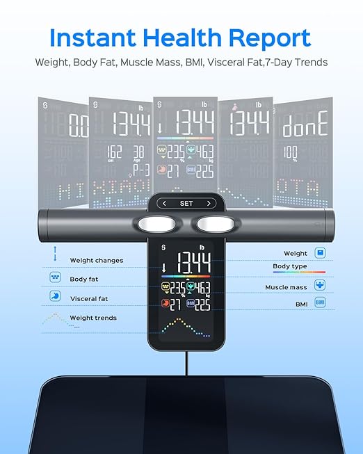 8-Sensor Smart Scale, Body Composition Pod Scale with Handheld Display, Measures Body Fat, Muscle Mass & BMI, FSA&HSA Eligible