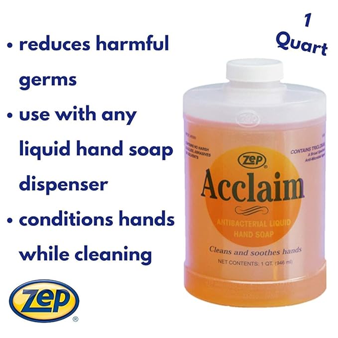 Zep Acclaim Antibacterial Liquid Hand Soap - 32 oz (Case Of 12) 314901 - Perfect For Business Or Home Use - Can Attach To D-1000 Dispenser Pump