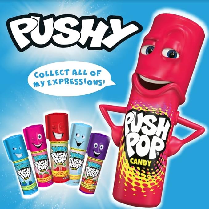 Push Pop Valentine's Candy Variety Pack, 10 Ct Lollipops Individually Wrapped in Fruity Flavors, Bulk Individually Wrapped Hard Candy, Birthday Party Favors, Valentine's Gifts, Goodie Bags for Kids