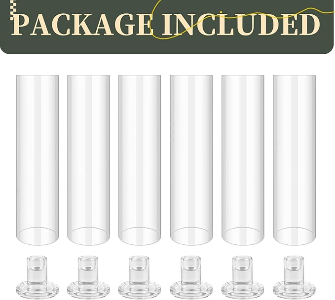 6pcs Hurricane Glass Candle Holders for Candlesticks,Large Glass Hurricane Candle Holder Bulk,Taper Hurricane Candle Holder with Cover and Heavy Base for Wedding Party Christmas