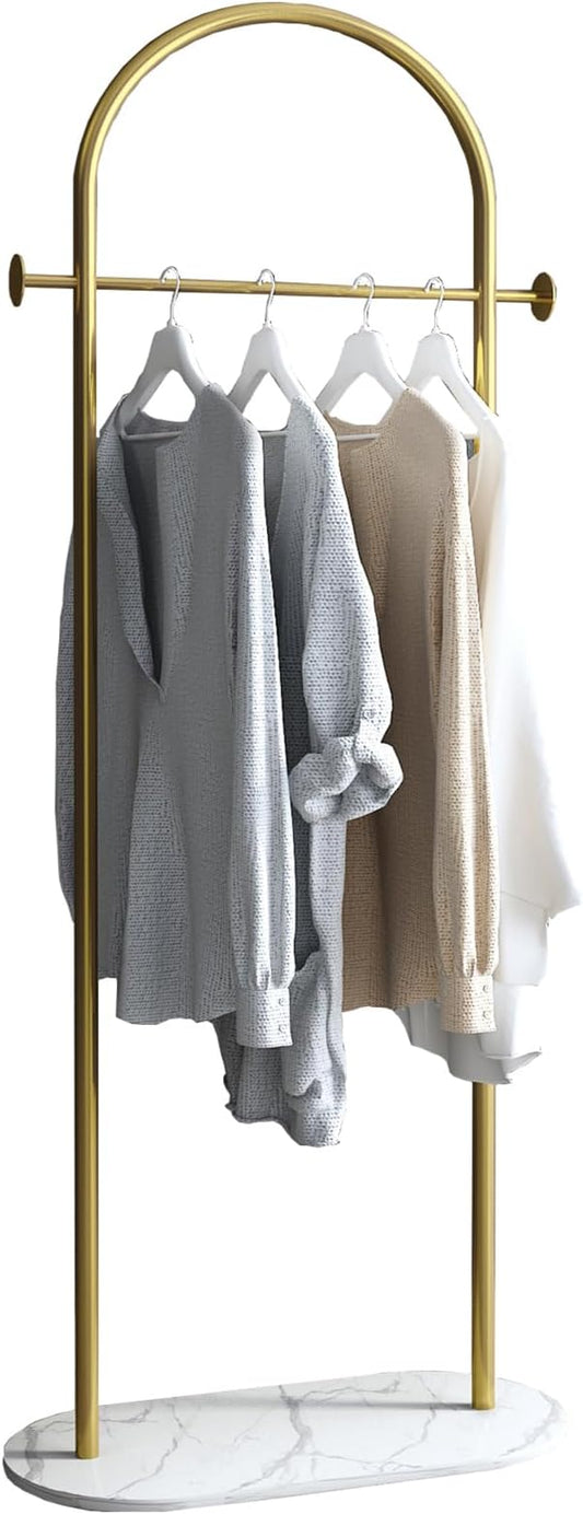 Gold Clothing Rack, Small Clothes Rack with Marble Base, Heavy-duty Coat Racks Freestanding for Boutiques,Modern garment racks for hanging clothes,Can Hang Jacket Garment, Hat, Scarf 20.5" W