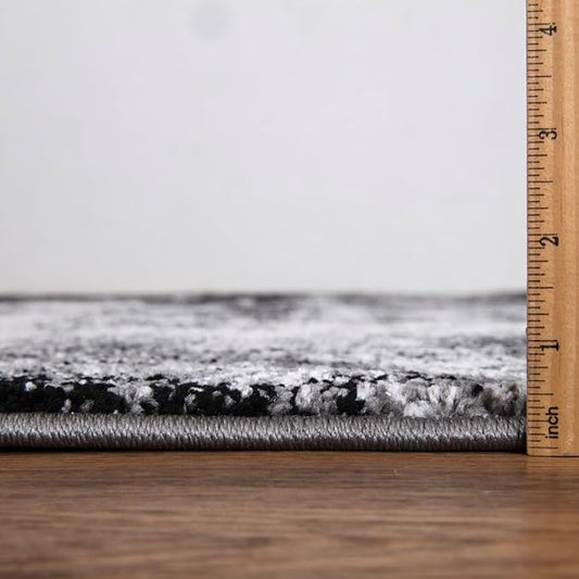 Keen Home Design Area Rugs - 2x20 Non-Shedding, Abstract Rugs for Kitchen, Living Room, Bedroom, Dining Room, Entryway - Size: 2'8" x 20', Abstract Black