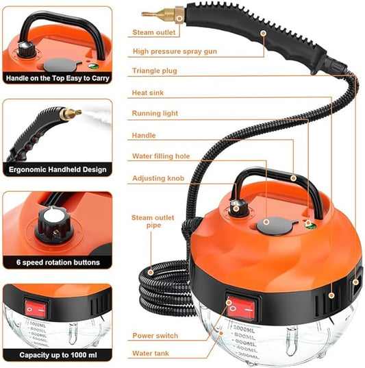 Steam Cleaner Handheld for Home, 3800W Portable High Temperature Steam Cleaner, 15s Heat Up, 1L Tank, High Heat Steamer for Car, Floors, Couches, Grout, Dirt, and Grease