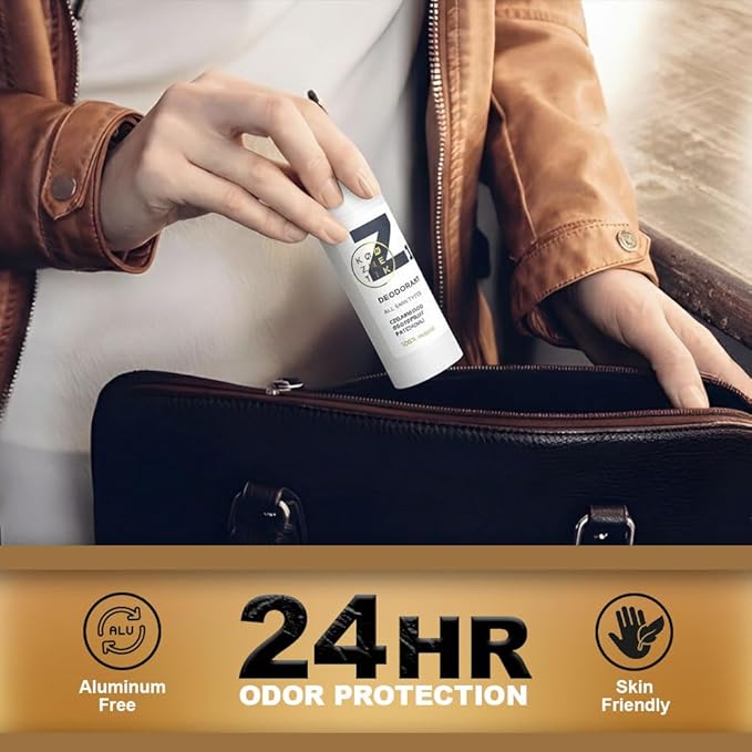 Natural Deodorant Z for Men & Women | 100% Natural, Aluminum-Free, Lemongrass & Bergamot | Long-Lasting Odor Protection | Skin-Friendly, Cruelty-Free, Clinically Tested | 50ml (1.7oz)