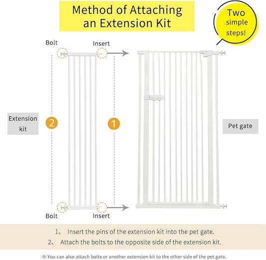 Lumizone Extra Tall Cat Gate Extension Kit 61.02" High Pressure Mounted 2025 New 12.60" Extra Wide 1.37" Gap No Drilling Tall Pet Gate for Dogs (White, 61.02" H x 12.60" W, Extension)