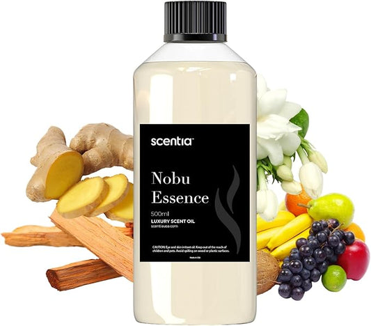 Scentia Hotel Diffuser Oil Inspired by The Nobu Hotel Scent - 500 mL 16.9 fl oz - Essential Oil Blend Jasmine, Lilly, Sandalwood & Fresh Citrus for HVAC Ultrasonic Diffusers - Nobu Essence