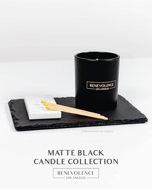 Benevolence LA Oud Wood Scented Candle | Soy Candles, Black Candle for Home | Gifts for Women and Men | Home Fragrance | Aromatherapy | 8oz, 45 Hour Burn