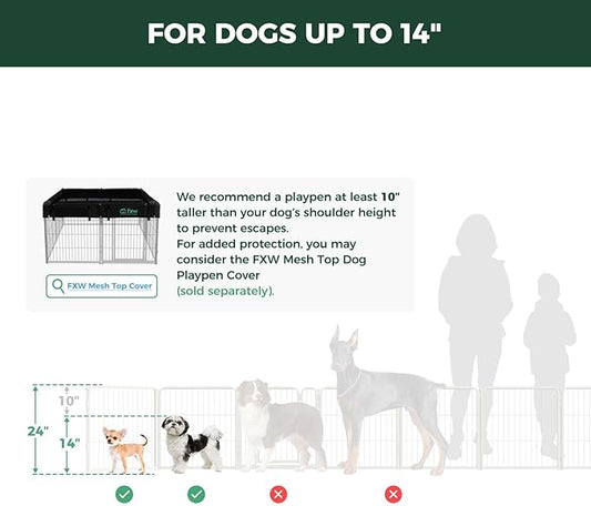 FXW Homeplus Unleashed Indoor Dog Playpen - Stress-Free and Safe Play, Heavy Duty 24 Inch 6 Panels Dog Pen for Puppy and Small Dogs, White│Patented
